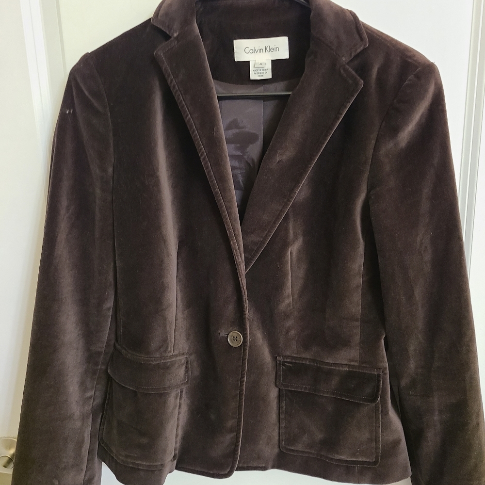 Calvin Klein brown velvet blazer